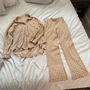 12th Tribe Tan and Yellow Checkered Matching Set
